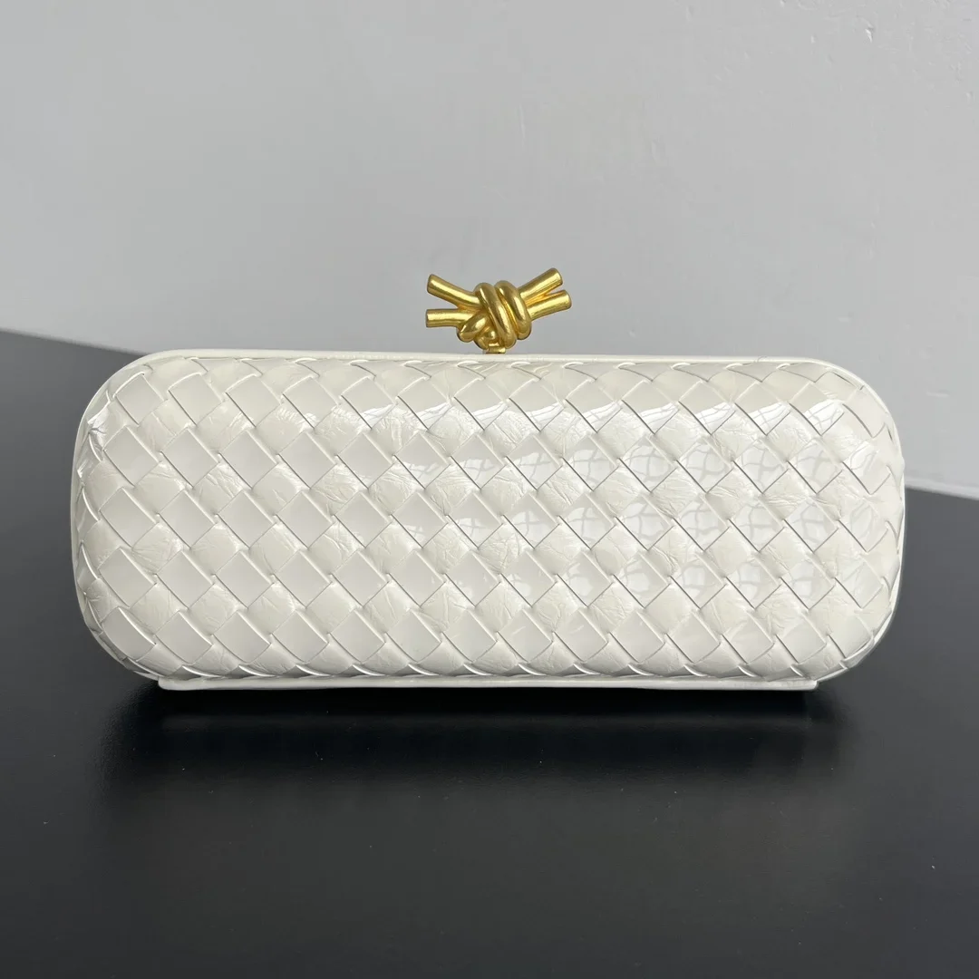 BOTTEGA VENETA Clutches Bags Woven Leather White-Gold 25X10X5CM G30202609090062