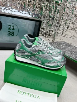 Alternative view of BOTTEGA VENETA Sneakers Mesh Leather Silver-Green EU35-45 B40202609111901