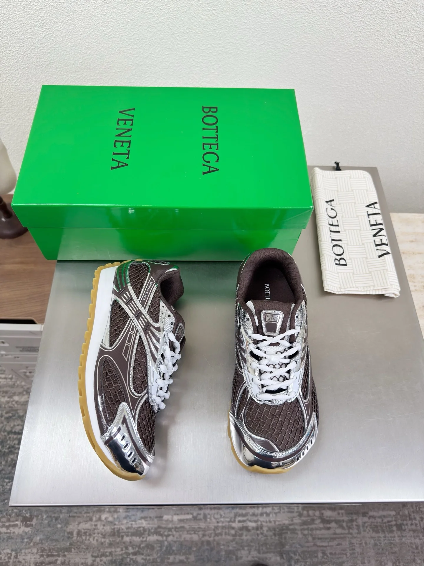 BOTTEGA VENETA Sneakers Mesh Rubber Brown-Silver EU35-45 B40202609110801 - Image 4