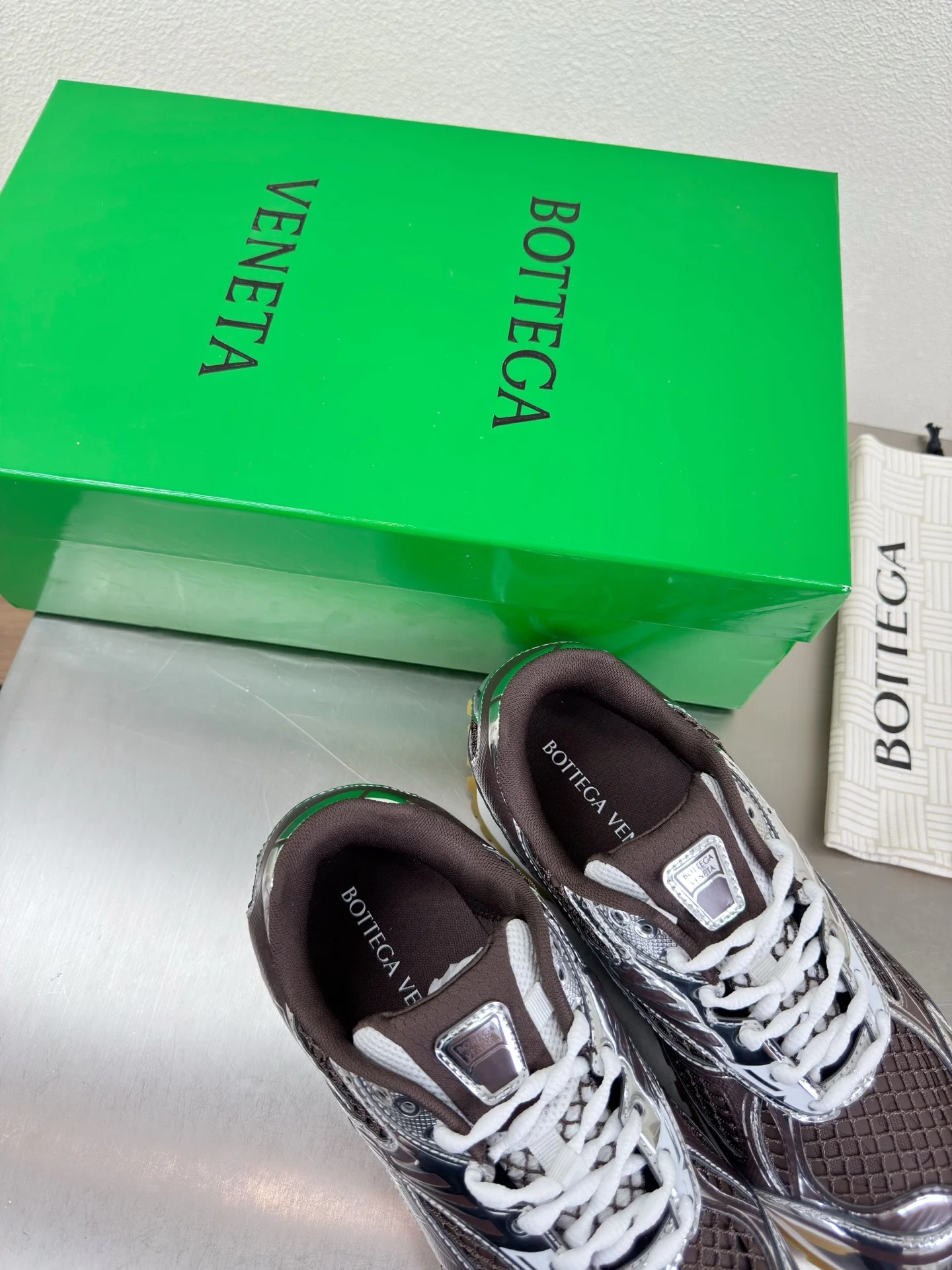 BOTTEGA VENETA Sneakers Mesh Rubber Brown-Silver EU35-45 B40202609110801 - Image 6