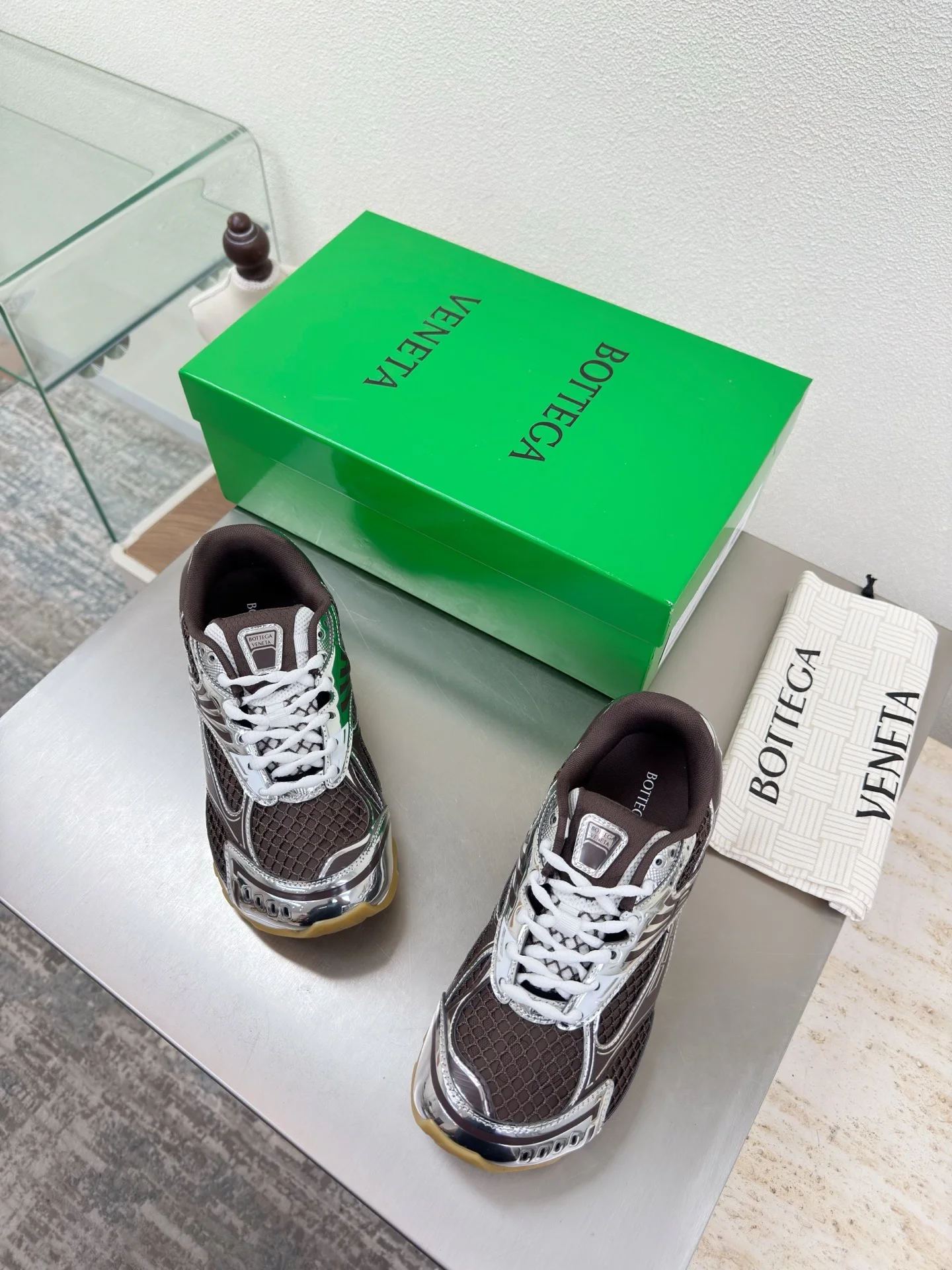 BOTTEGA VENETA Sneakers Mesh Rubber Brown-Silver EU35-45 B40202609110801 - Image 8