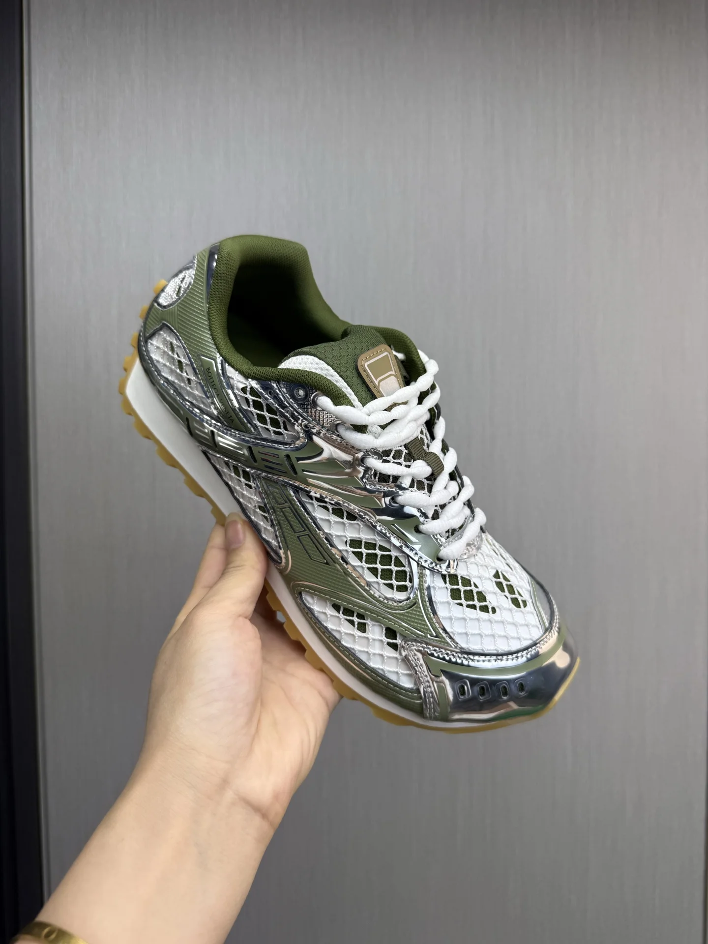 BOTTEGA VENETA Sneakers Mesh Rubber Silver-Green EU35-46 B40202609110807 - Image 10