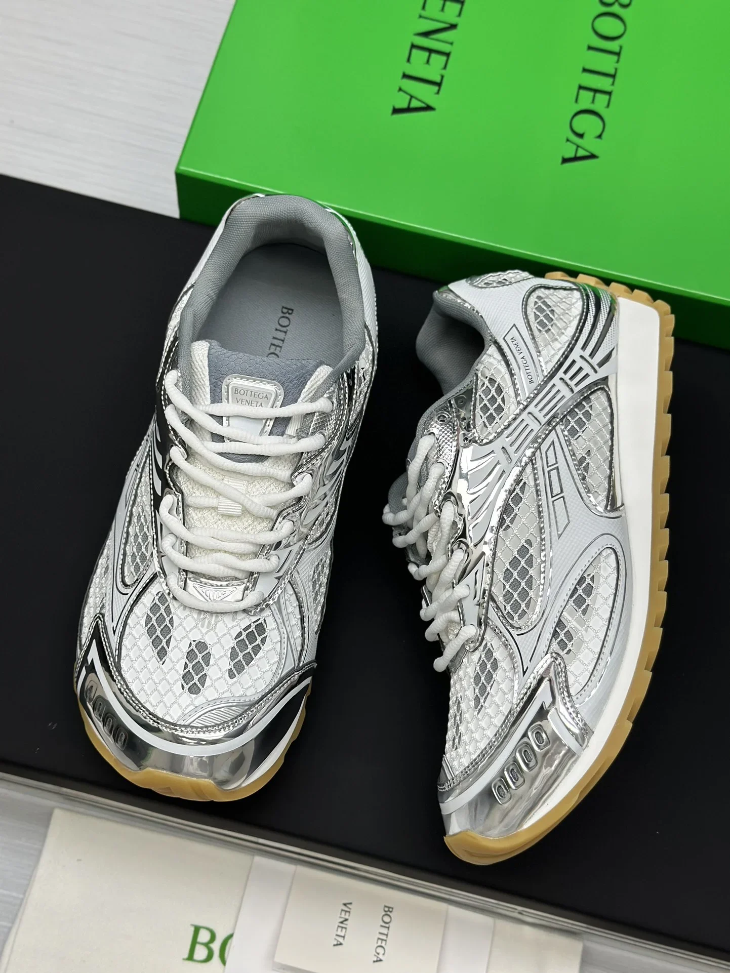 BOTTEGA VENETA Sneakers Mesh Rubber Silver-White EU35-47 B40202609111963 - Image 8
