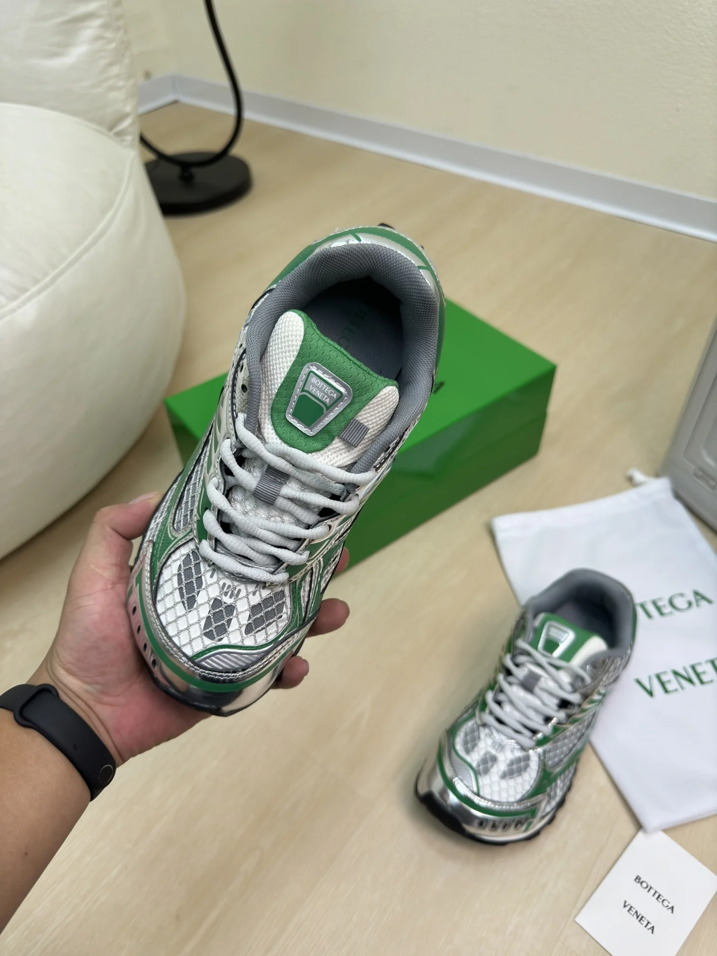BOTTEGA VENETA Sneakers Technical Mesh Green-Silver EU35-46 B40202609110798 - Image 3