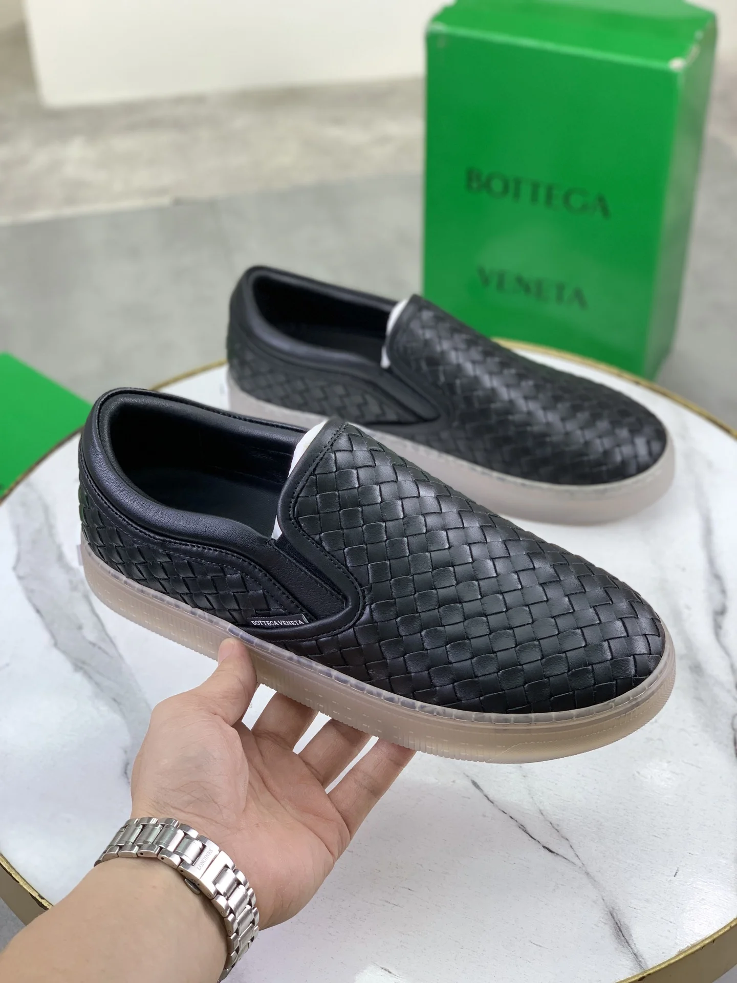 BOTTEGA VENETA Sneakers Woven Calf Leather Black EU39-44 C40202609110981 - Image 3