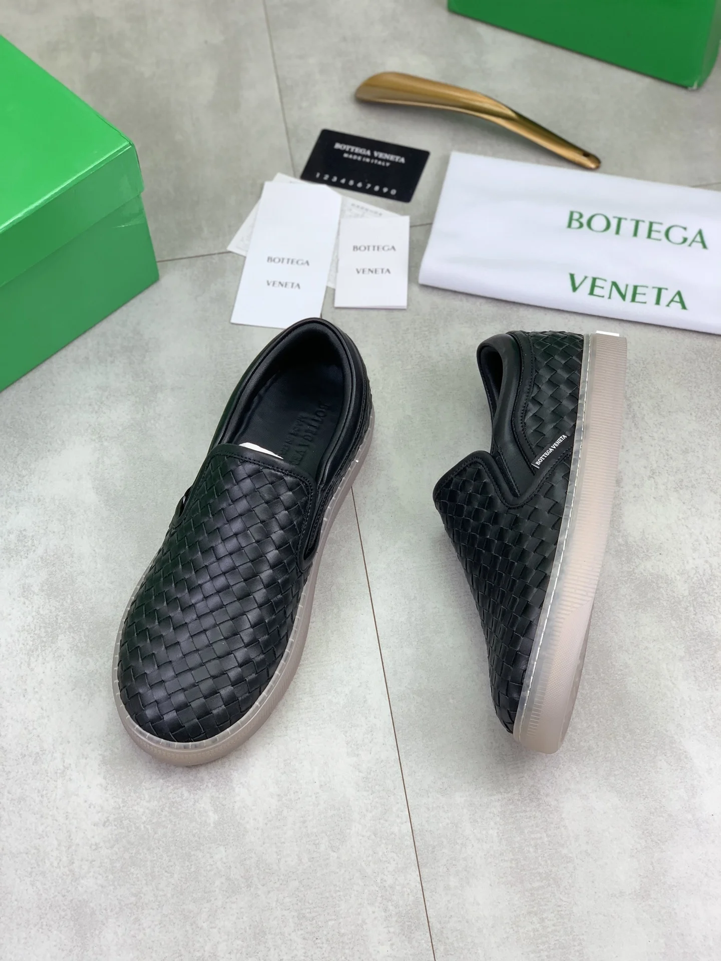 BOTTEGA VENETA Sneakers Woven Calf Leather Black EU39-44 C40202609110981 - Image 5