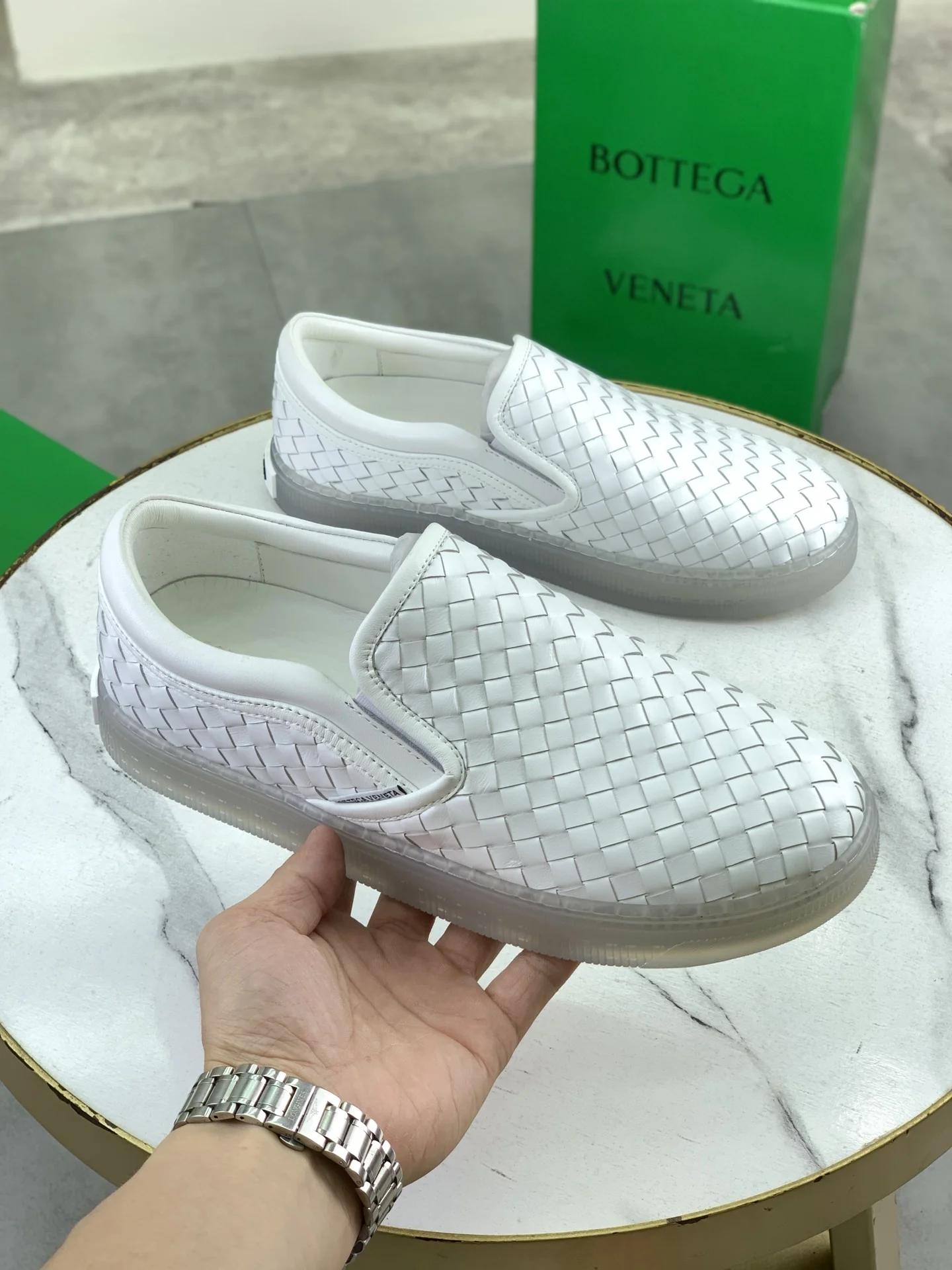 BOTTEGA VENETA Sneakers Woven Calf Leather White EU39-44 C40202609110982 - Image 3