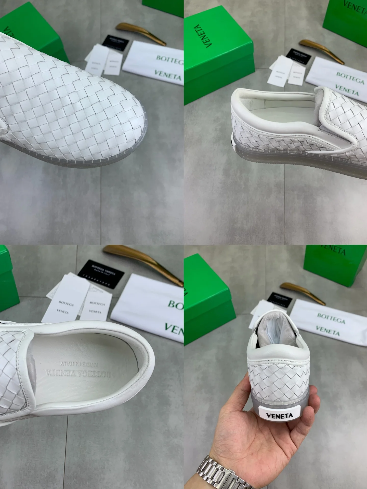 BOTTEGA VENETA Sneakers Woven Calf Leather White EU39-44 C40202609110982 - Image 9