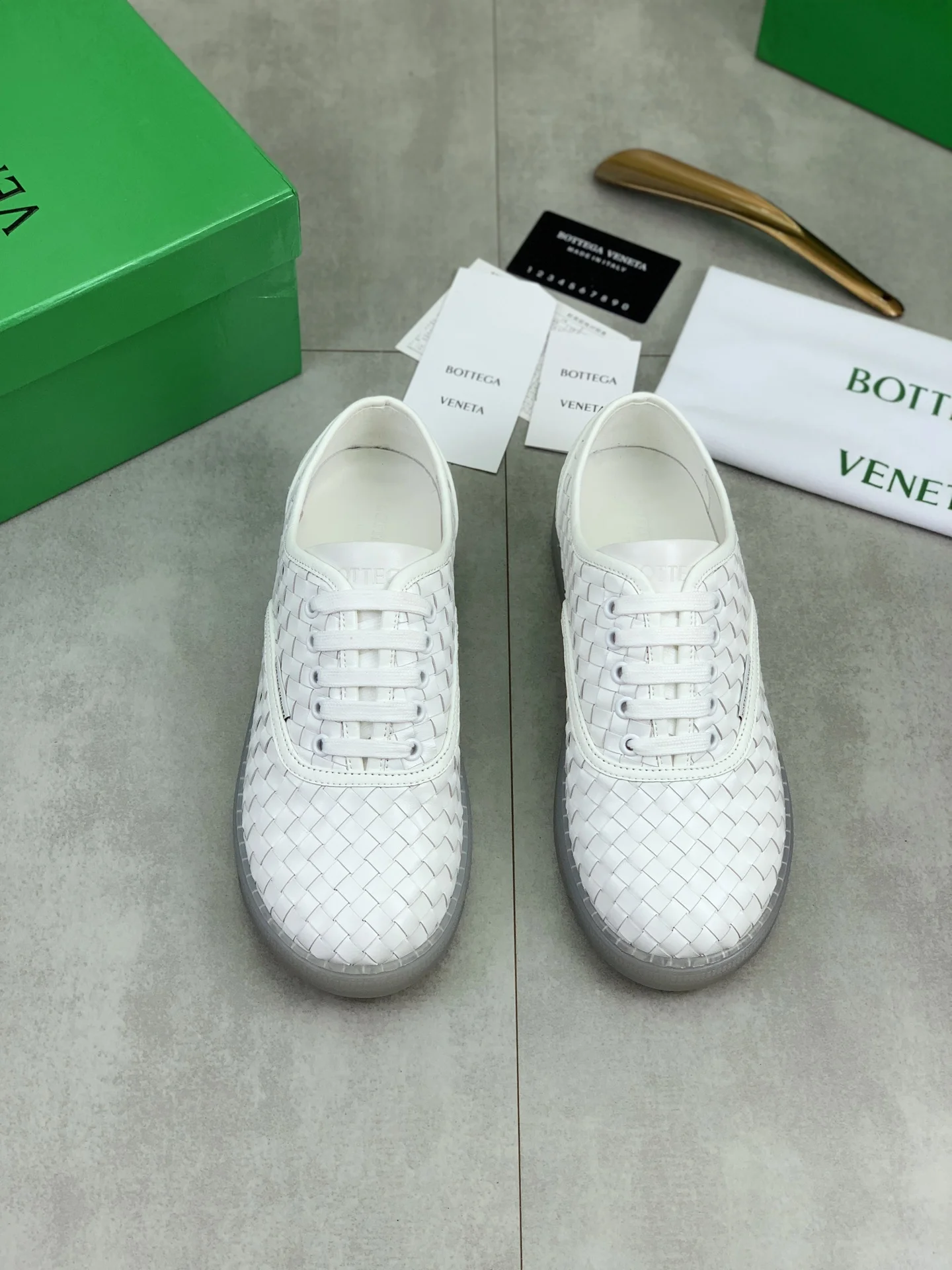 BOTTEGA VENETA Sneakers Woven Calf Leather White-Transparent EU39-44 C40202609110984