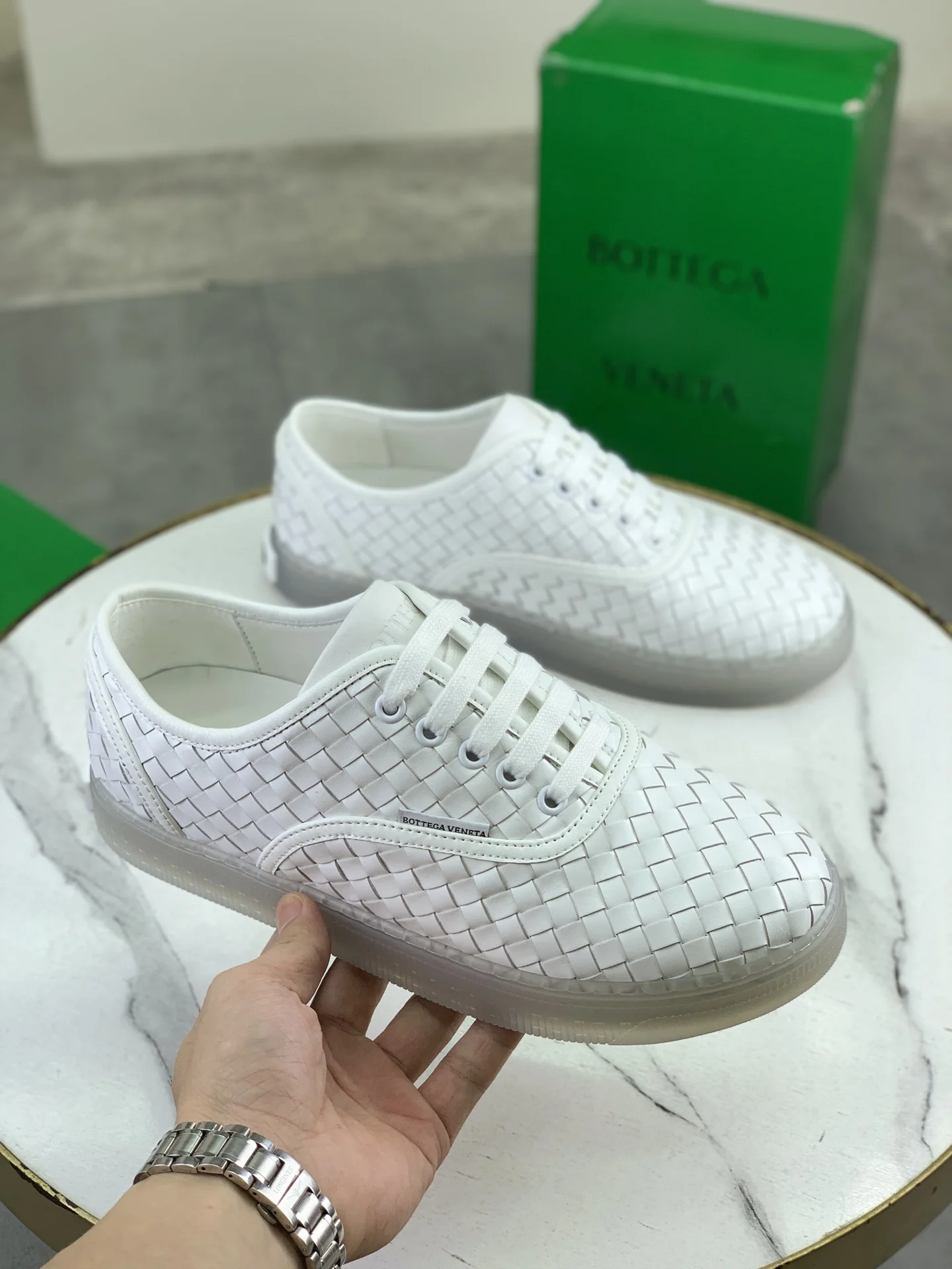Alternative view of BOTTEGA VENETA Sneakers Woven Calf Leather White-Transparent EU39-44 C40202609110984