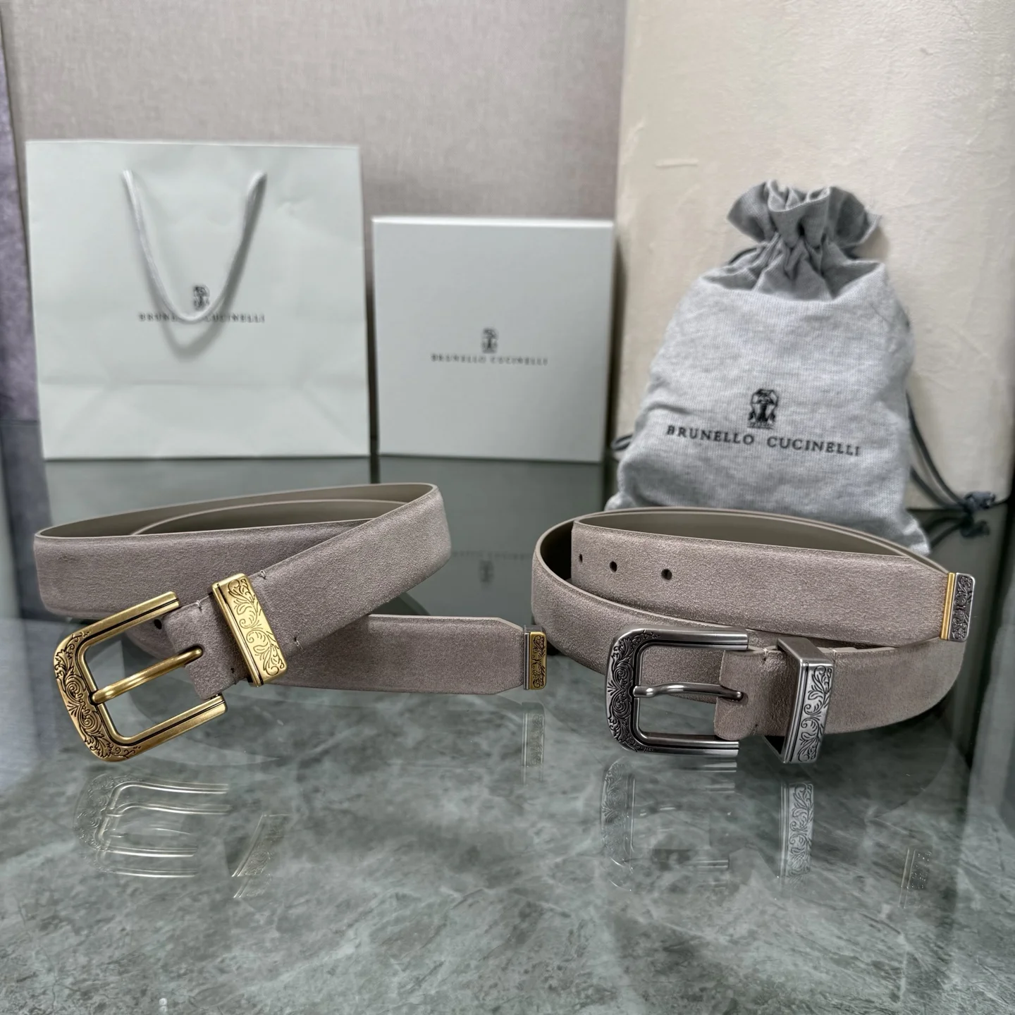 BRUNELLO CUCINELLI Belts Gray-Gold A80202609070575