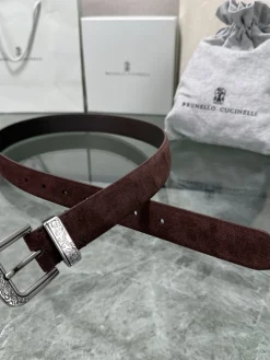 Alternative view of BRUNELLO CUCINELLI Belts Suede Calfskin Leather Brown-Gold A80202609070573