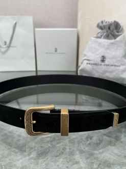 Alternative view of BRUNELLO CUCINELLI Belts Suede Leather Black-Gold A80202609070576