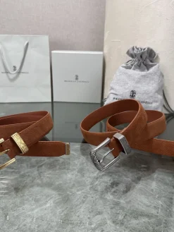 BRUNELLO CUCINELLI Belts Suede Leather Brown-Gold A80202609070574