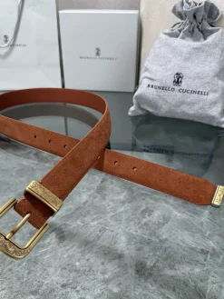 Alternative view of BRUNELLO CUCINELLI Belts Suede Leather Brown-Gold A80202609070574