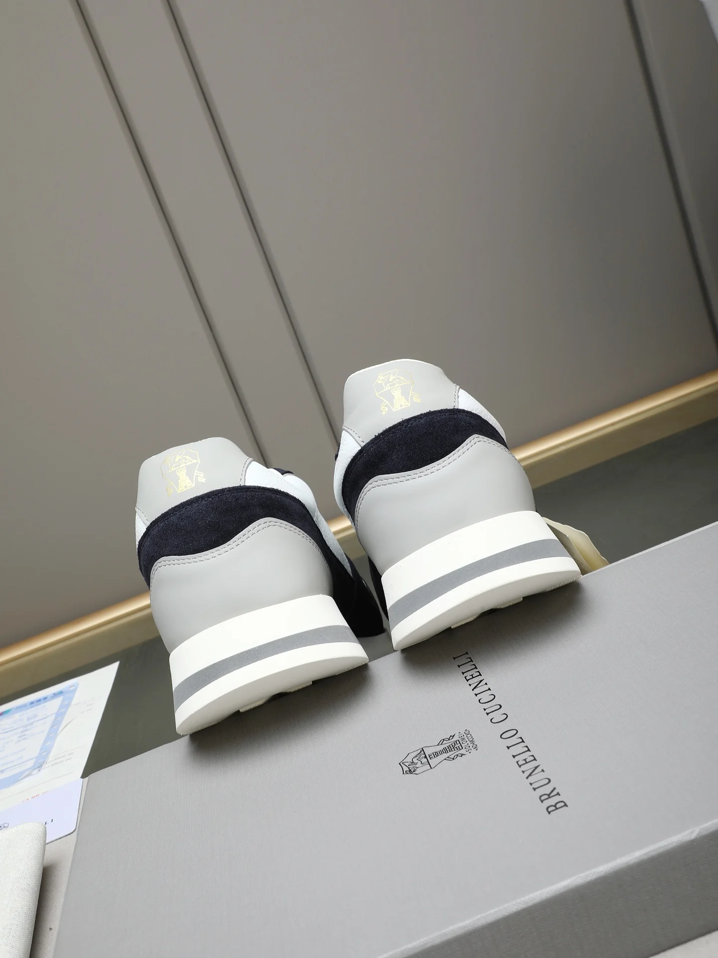 BRUNELLO CUCINELLI Sneakers Calf Leather White-Navy EU38-44 C20202609110714 - Image 5