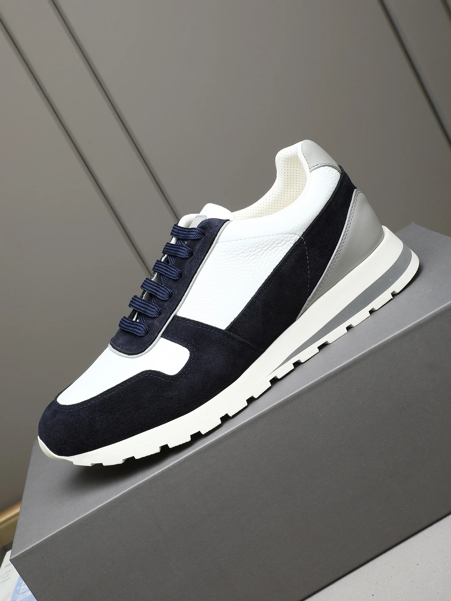 BRUNELLO CUCINELLI Sneakers Calf Leather White-Navy EU38-44 C20202609110714 - Image 6