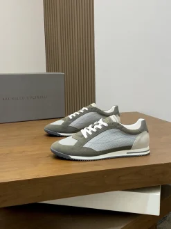 Alternative view of BRUNELLO CUCINELLI Sneakers Calfskin Leather Grey-White EU39-44 C10202609111976