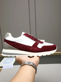 BRUNELLO CUCINELLI Sneakers Calfskin Leather White-Burgundy EU38-44 C20202609110712