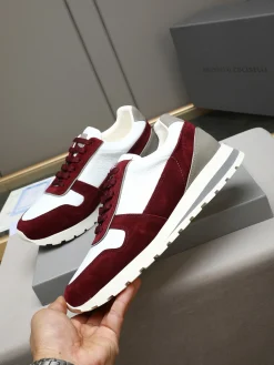 Alternative view of BRUNELLO CUCINELLI Sneakers Calfskin Leather White-Burgundy EU38-44 C20202609110712