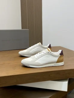 Alternative view of BRUNELLO CUCINELLI Sneakers Calfskin Leather White-Tan-Brown EU39-44 C10202609111975