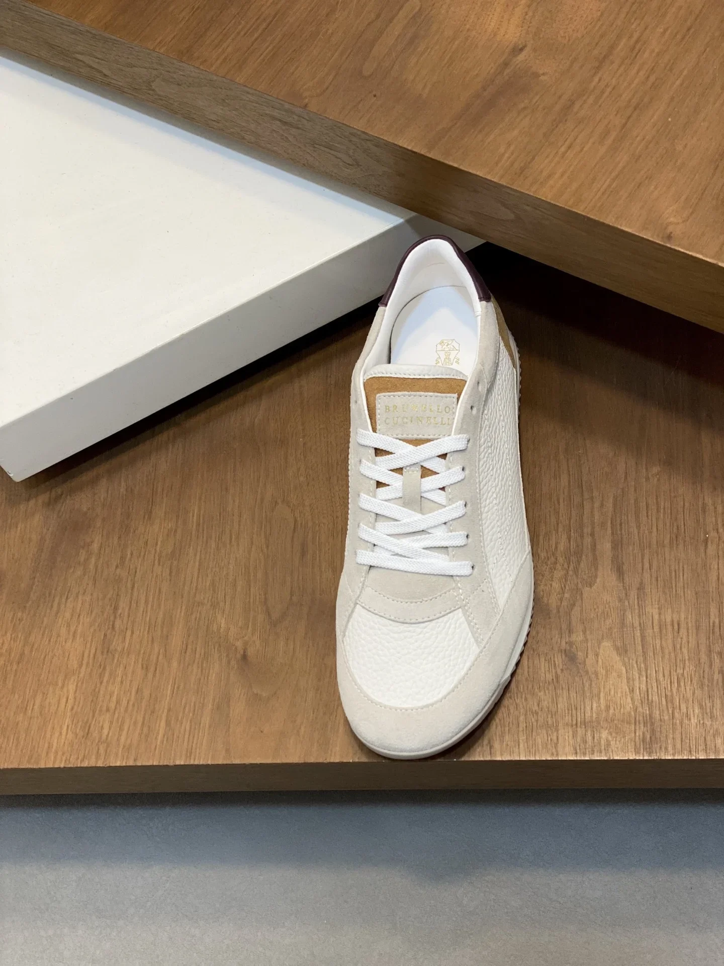 BRUNELLO CUCINELLI Sneakers Calfskin Leather White-Tan-Brown EU39-44 C10202609111975 - Image 5