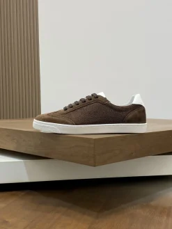 BRUNELLO CUCINELLI Sneakers Cashmere Suede Brown-White EU39-44 C70202609111969