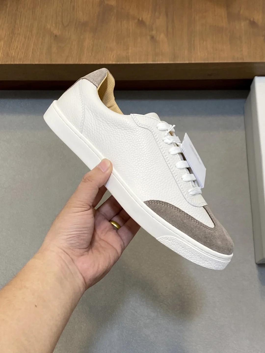 BRUNELLO CUCINELLI Sneakers Cashmere Suede White-Gray EU39-44 C70202609111984 - Image 3
