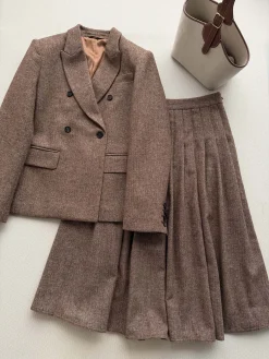 BRUNELLO CUCINELLI Suits Wool Brown-Beige S-L E05202609060434