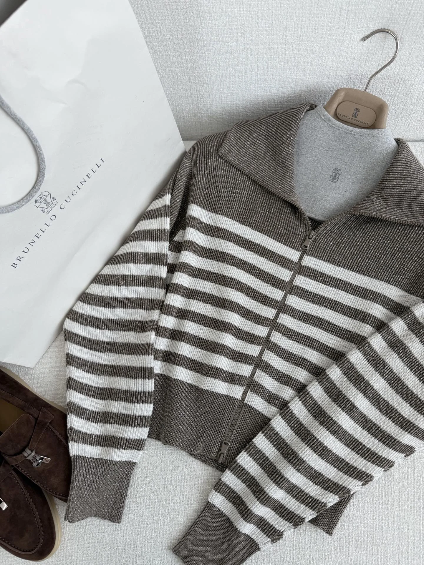 BRUNELLO CUCINELLI Sweaters Brown-White S-L B65202609063089