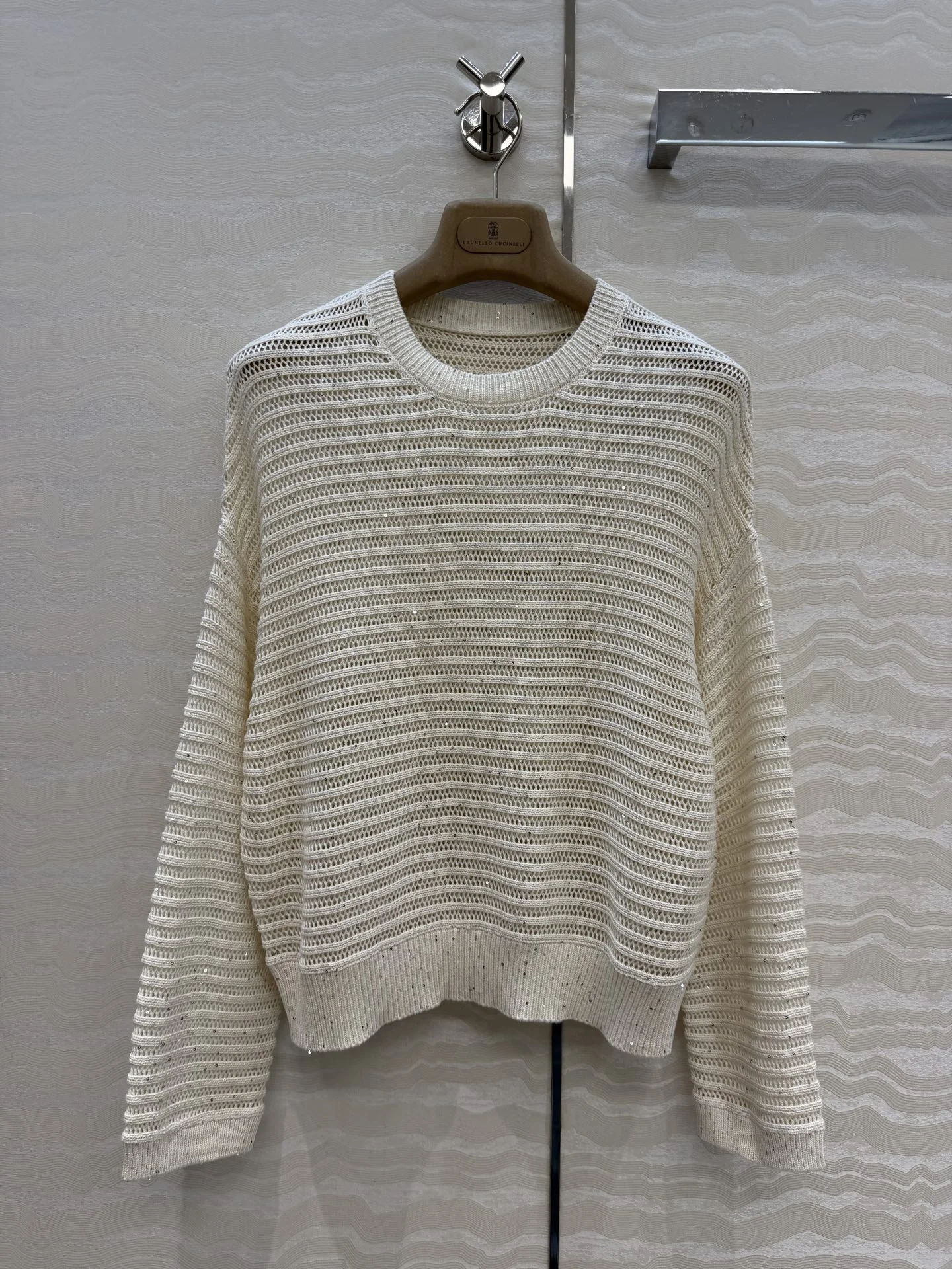 BRUNELLO CUCINELLI Sweaters Cotton Sequins Cream S-L B30202609062718
