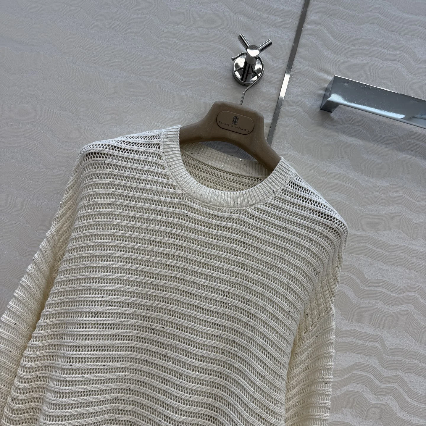 BRUNELLO CUCINELLI Sweaters Cotton Sequins Cream S-L B30202609062718 - Image 2