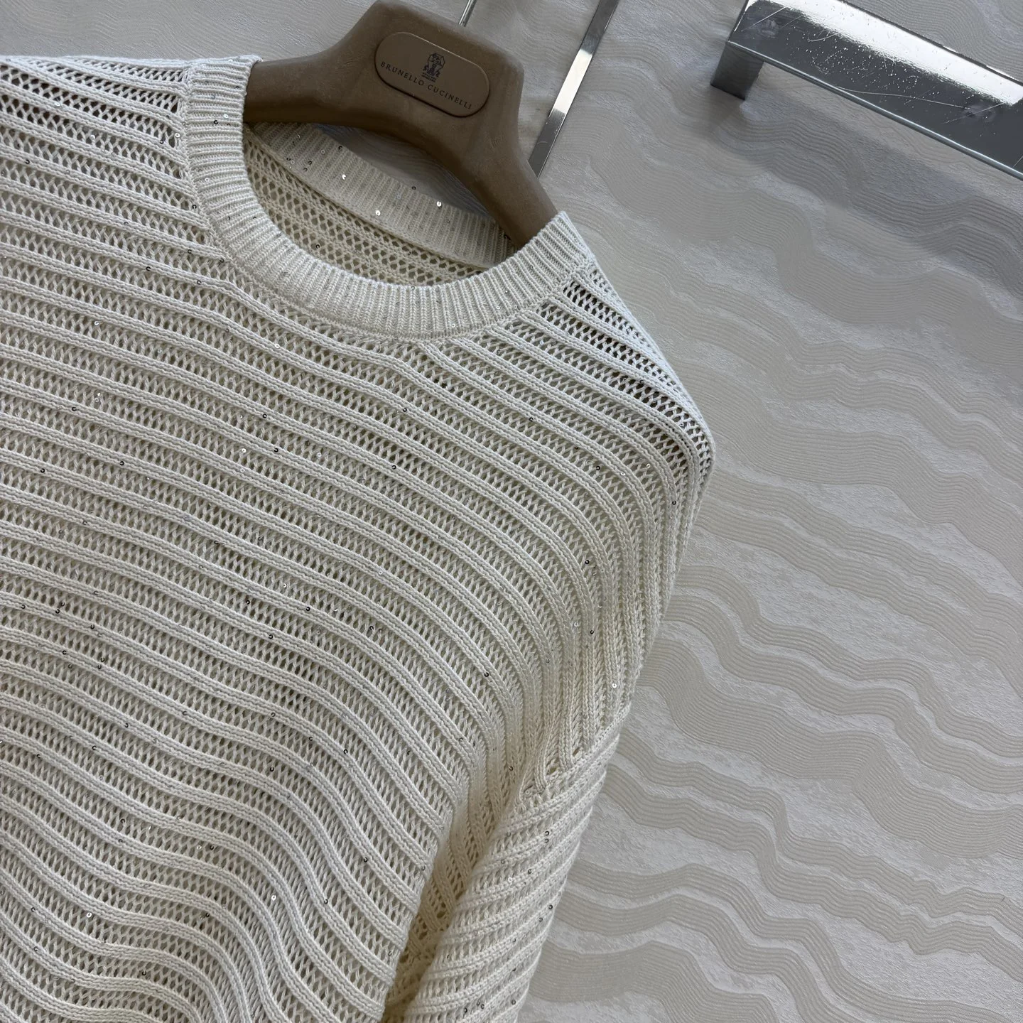 BRUNELLO CUCINELLI Sweaters Cotton Sequins Cream S-L B30202609062718 - Image 3
