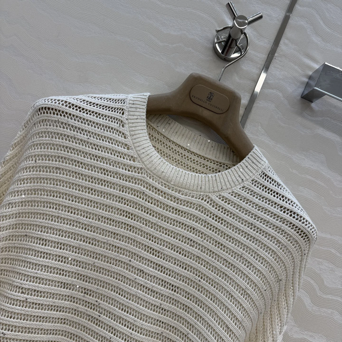 BRUNELLO CUCINELLI Sweaters Cotton Sequins Cream S-L B30202609062718 - Image 4