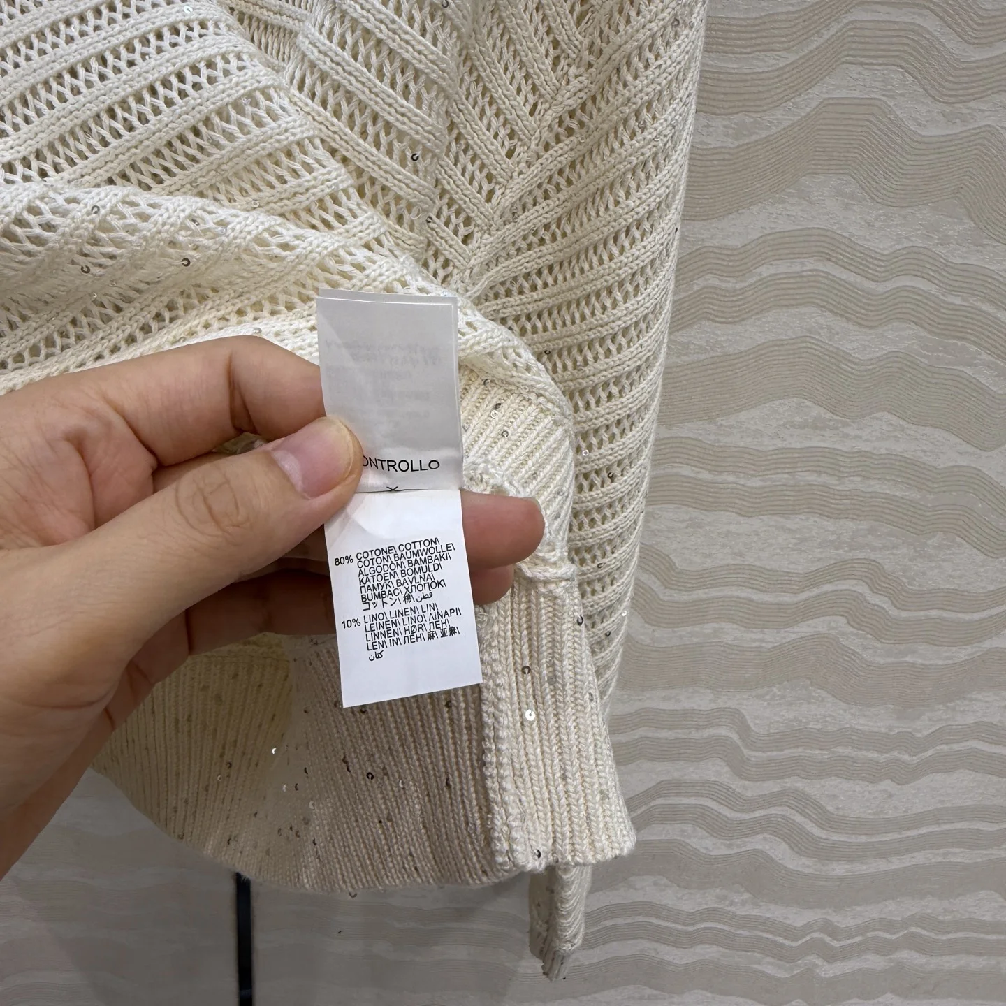 BRUNELLO CUCINELLI Sweaters Cotton Sequins Cream S-L B30202609062718 - Image 8