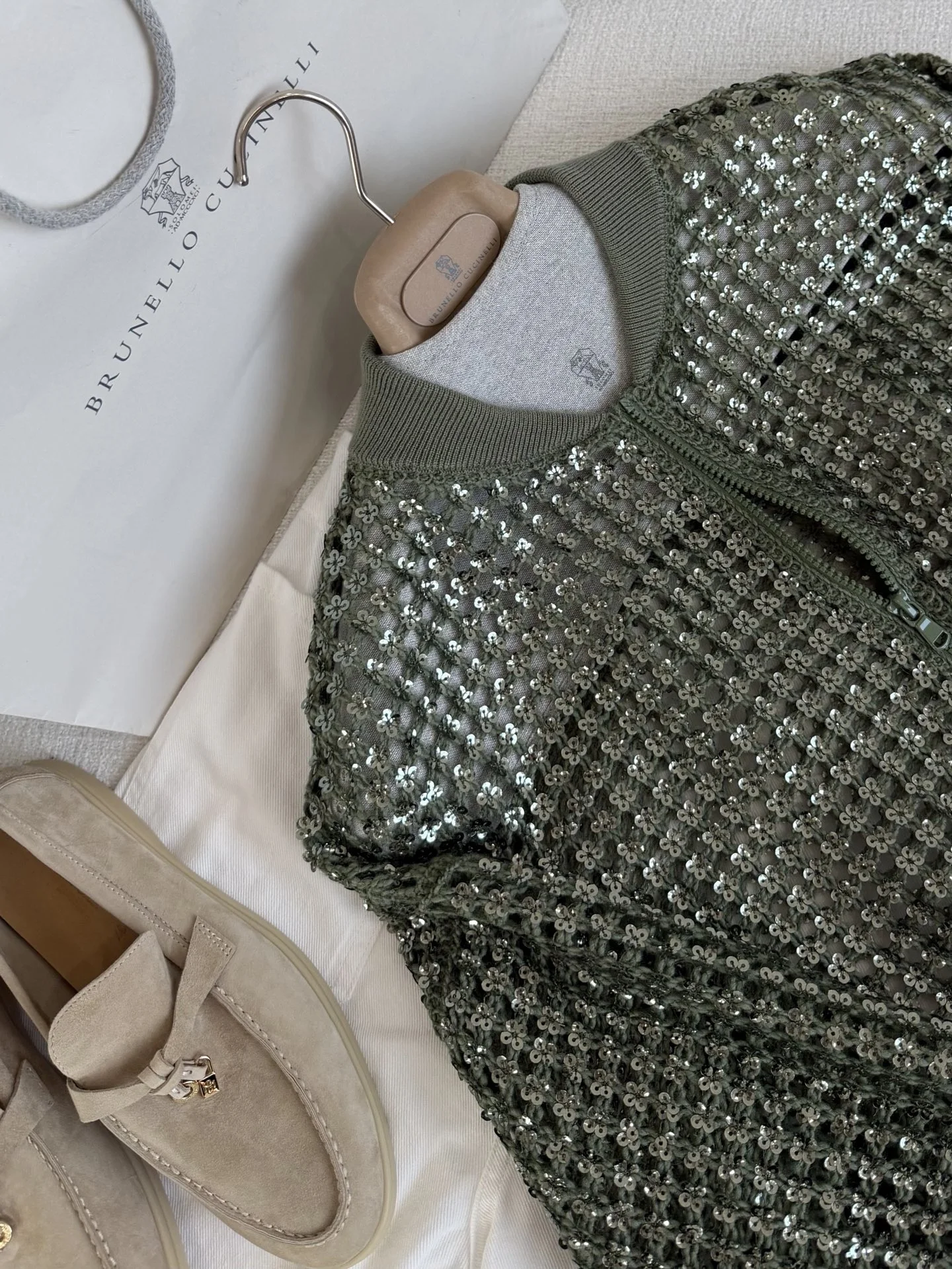 BRUNELLO CUCINELLI Sweaters Sequined Knit Green-Silver S-L D65202609061554 - Image 2