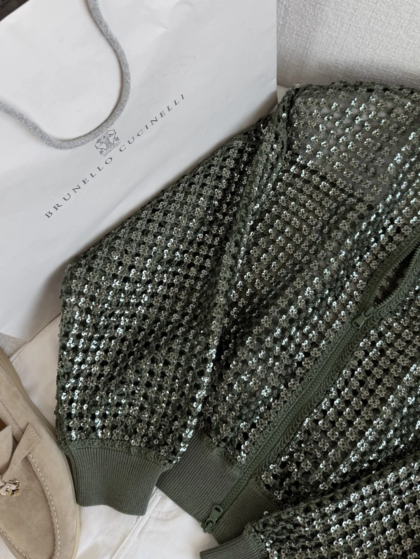 BRUNELLO CUCINELLI Sweaters Sequined Knit Green-Silver S-L D65202609061554 - Image 3