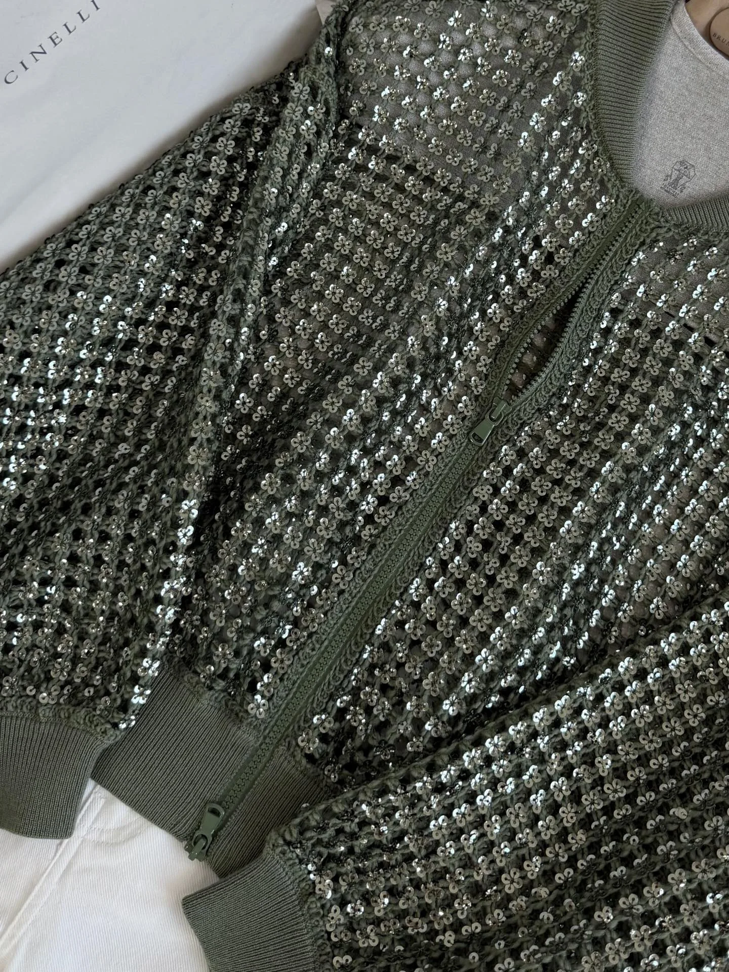 BRUNELLO CUCINELLI Sweaters Sequined Knit Green-Silver S-L D65202609061554 - Image 4