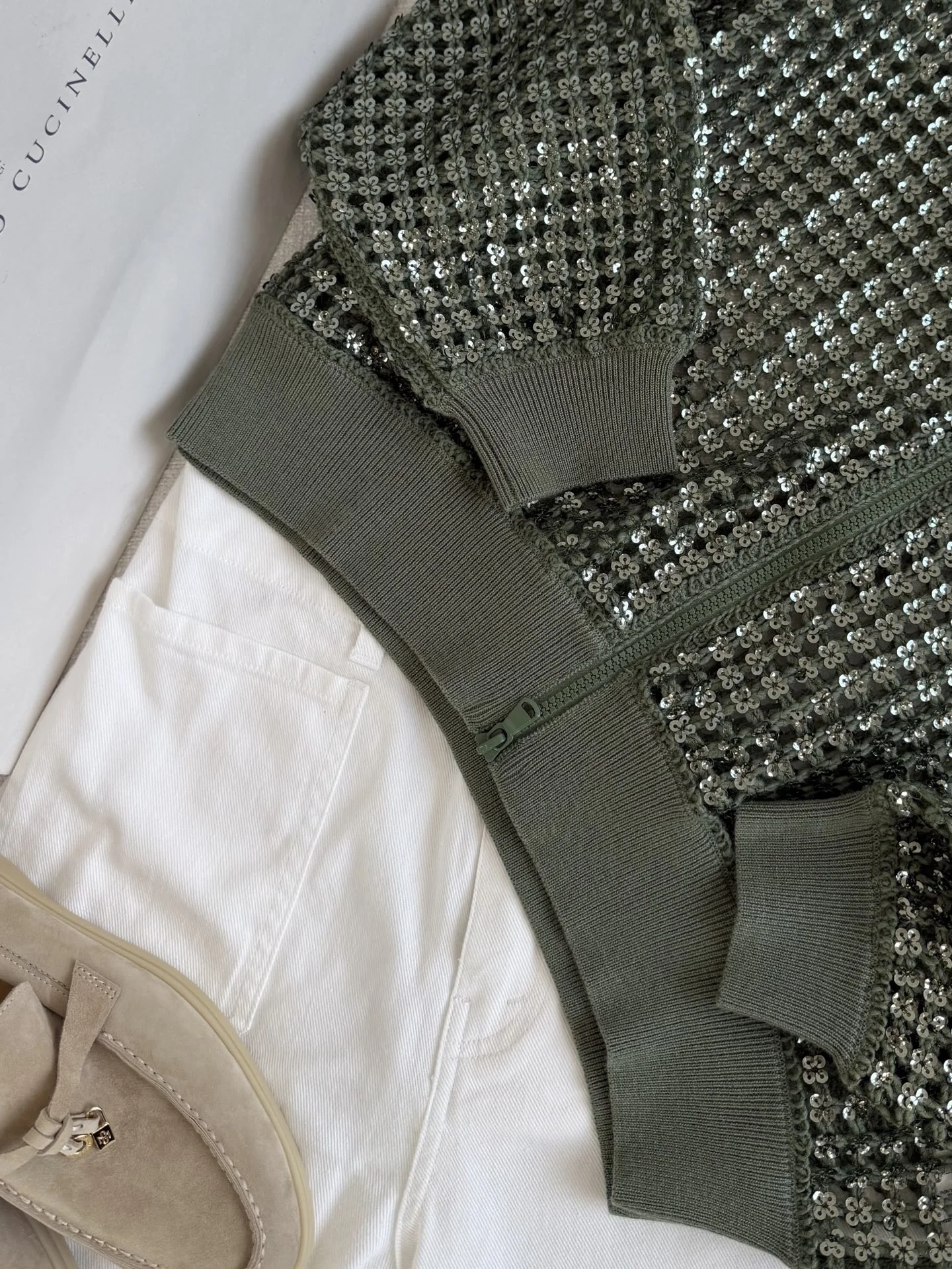 BRUNELLO CUCINELLI Sweaters Sequined Knit Green-Silver S-L D65202609061554 - Image 6