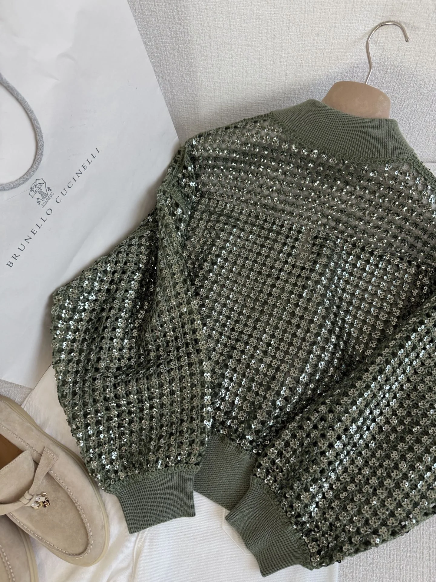 BRUNELLO CUCINELLI Sweaters Sequined Knit Green-Silver S-L D65202609061554 - Image 8