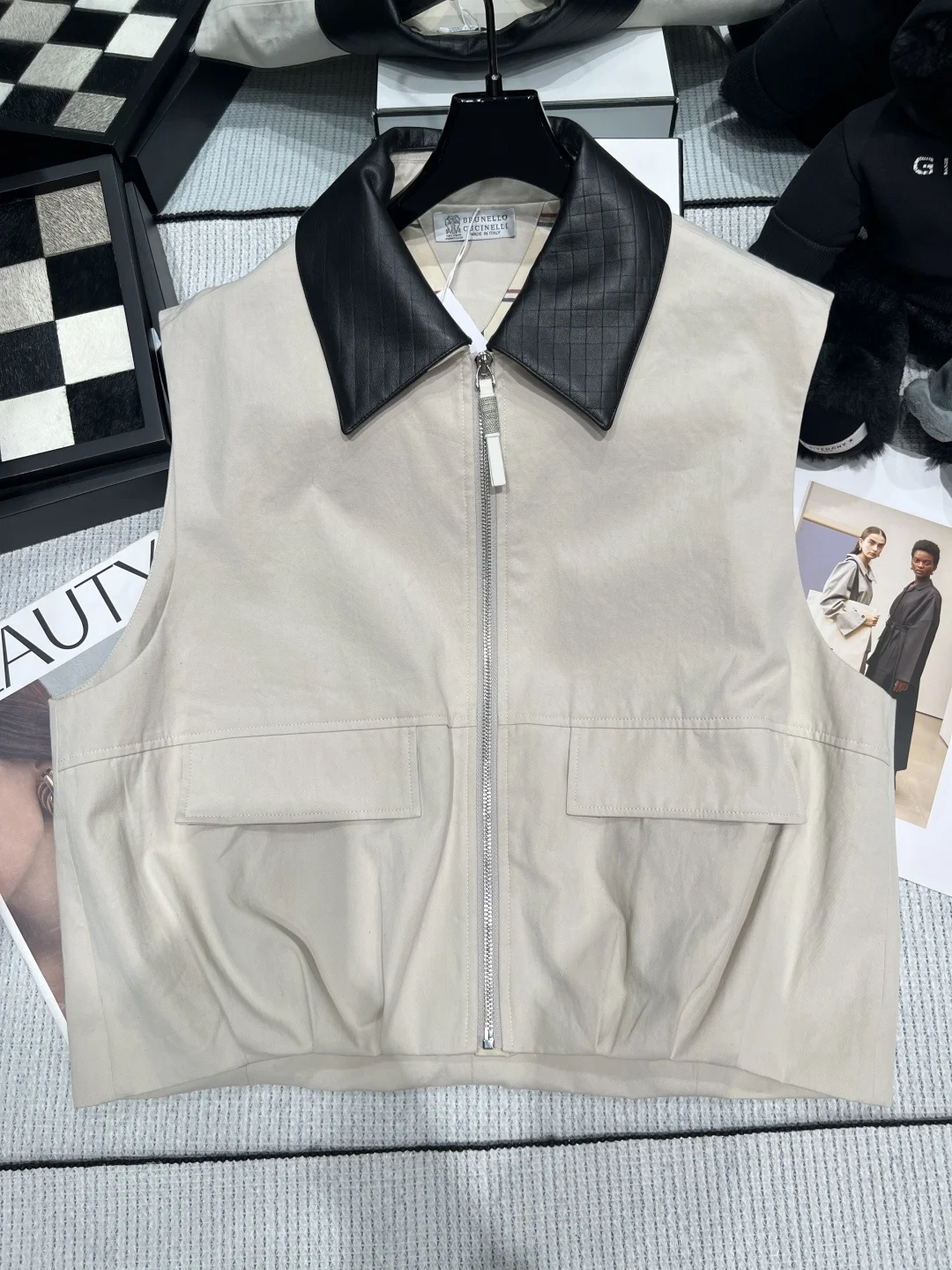 BRUNELLO CUCINELLI Vests Beige-Black S-L C95202609060326