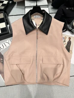 BRUNELLO CUCINELLI Vests Lamb Leather Pink-Black S-M-L C95202609060327
