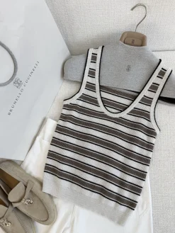 BRUNELLO CUCINELLI Vests White-Brown-Black S-L A95202609061550