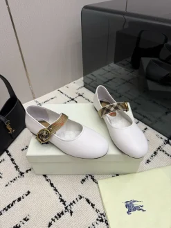 BURBERRY Flats Leather White-Gold EU35-39 C20202609111986