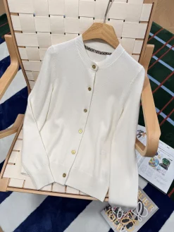 BURBERRY Sweaters Knit White-Gold S-M-L C85202609060671