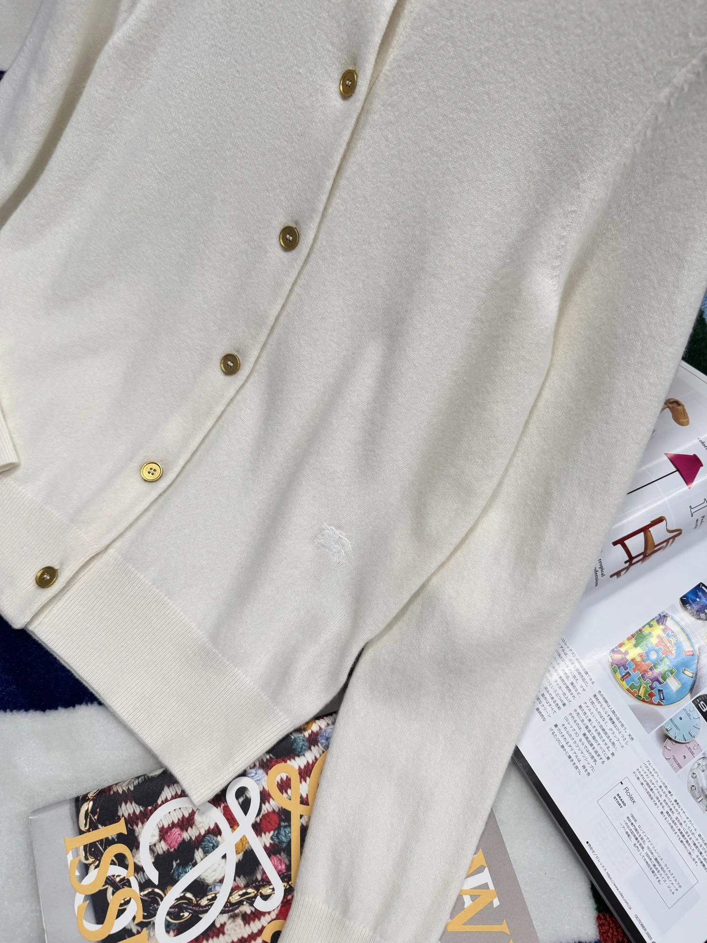 BURBERRY Sweaters Knit White-Gold S-M-L C85202609060671 - Image 4