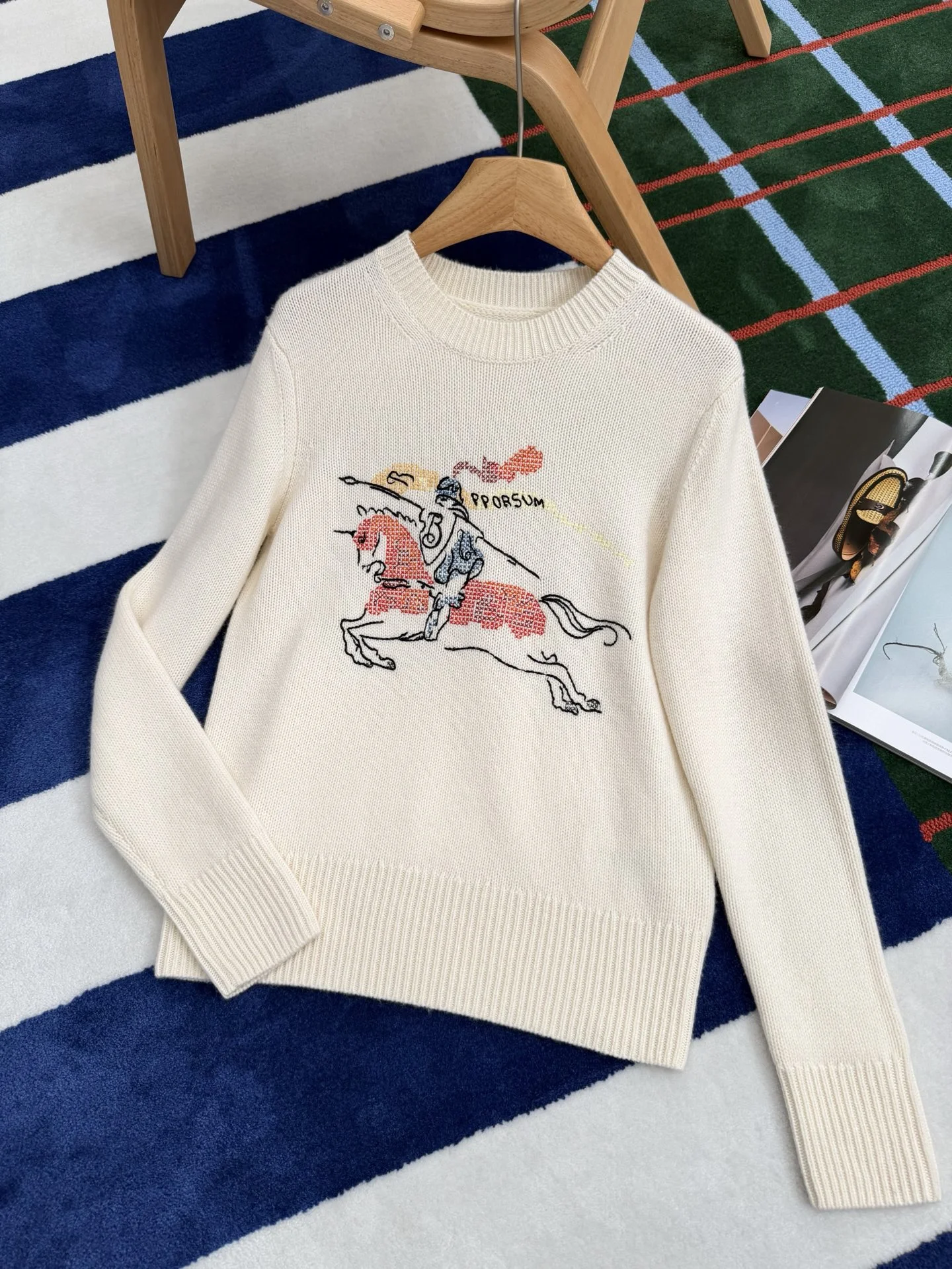 BURBERRY Sweaters Wool Cashmere Blend Cream-Pink S-L E05202609060037