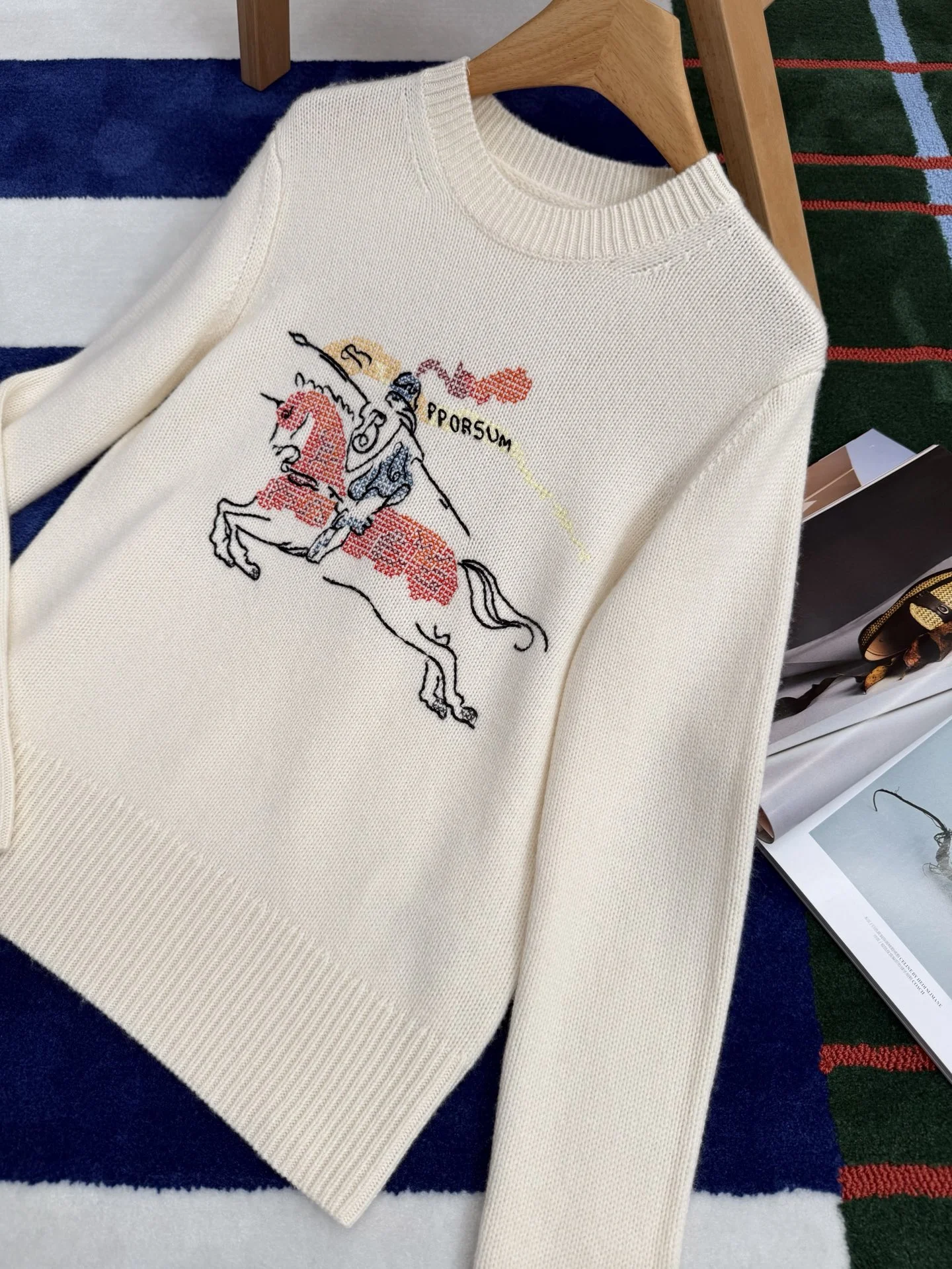 BURBERRY Sweaters Wool Cashmere Blend Cream-Pink S-L E05202609060037 - Image 2