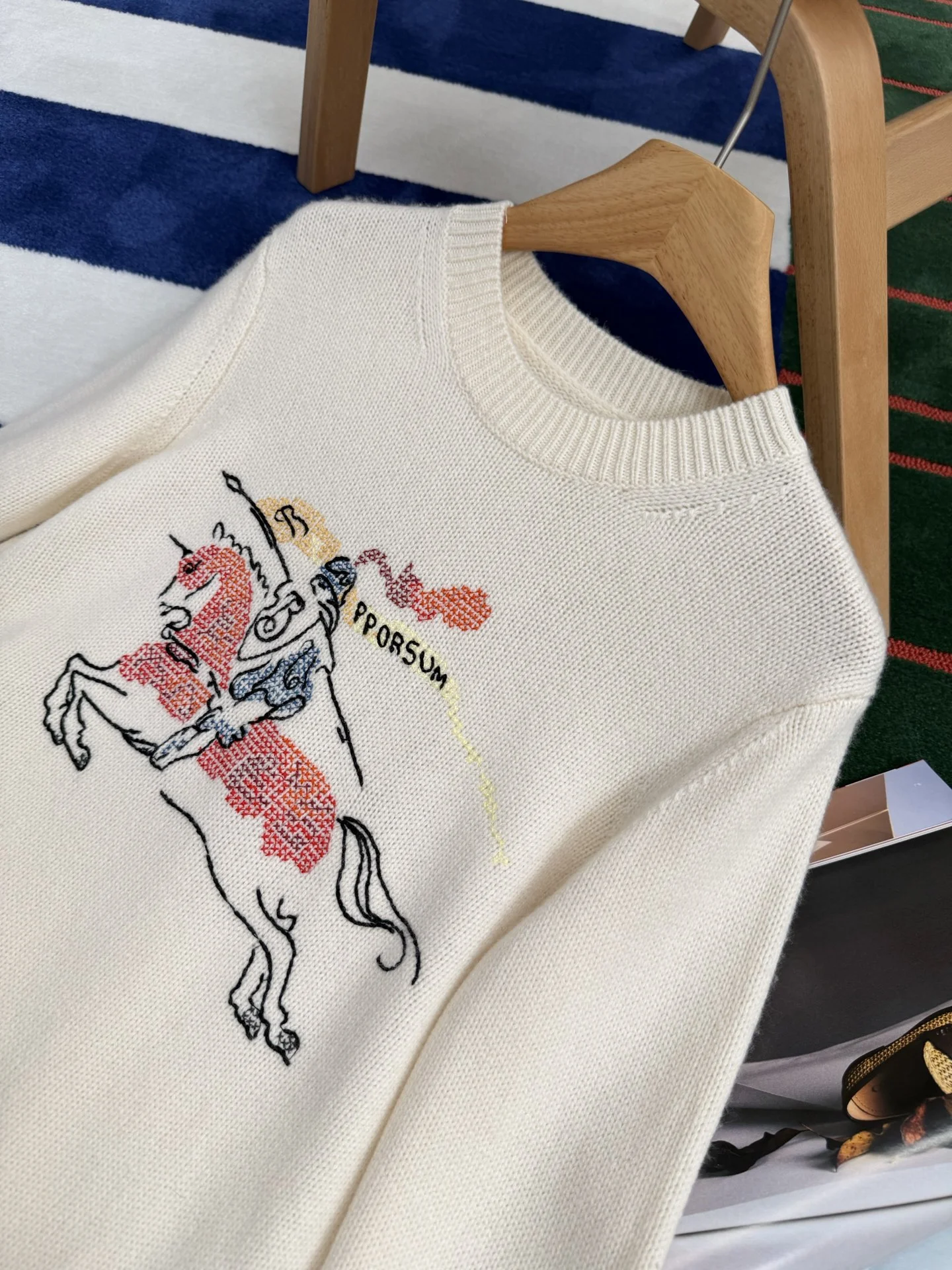 BURBERRY Sweaters Wool Cashmere Blend Cream-Pink S-L E05202609060037 - Image 3