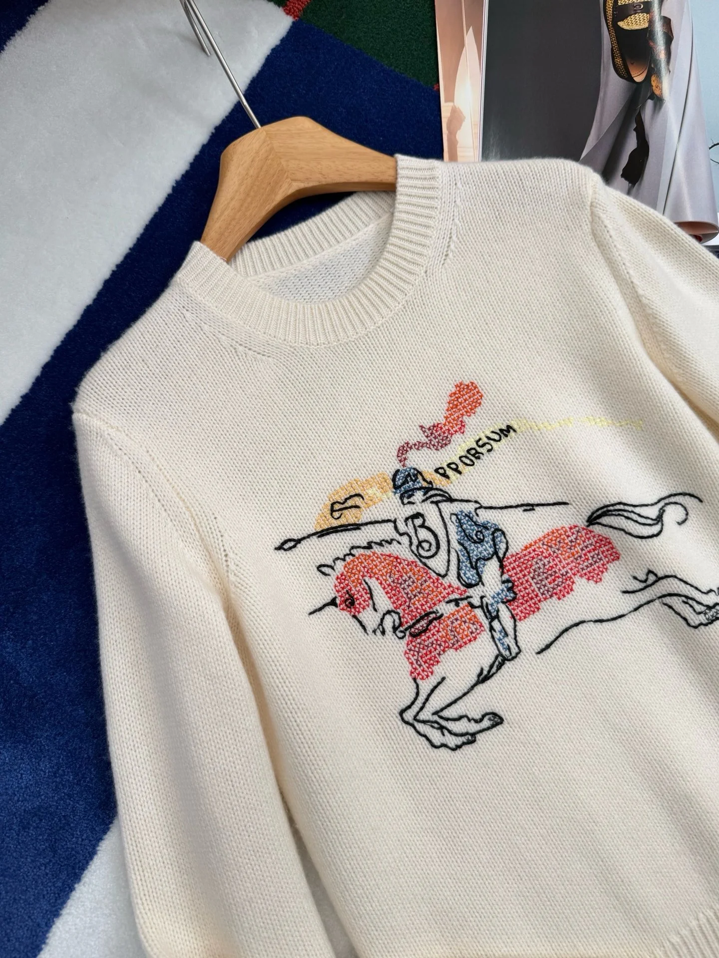 BURBERRY Sweaters Wool Cashmere Blend Cream-Pink S-L E05202609060037 - Image 8